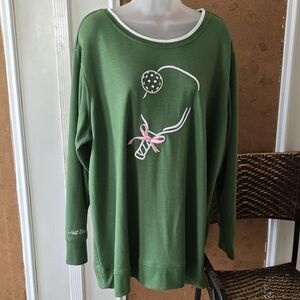 Jane + Delancey Green Sweatshirt "Just Dink It" Pickleball Crew Neck - **NWT**